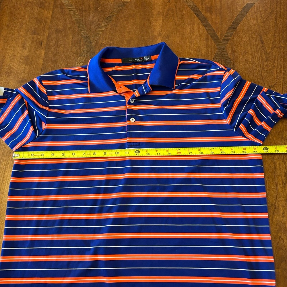 RLX Ralph Lauren Shirt Mens Large Blue OrangeStripe Performance Polo Golf Casual - Picture 12 of 13